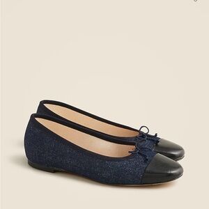 J.CREW Zoe cap toe ballet flats in washed denim size 7.5